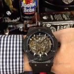 Copy Hublot Classic Fusion Watches Skeleton Dial Black Rubber Strap